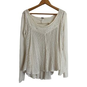Free people Embellished chest front Long sleeve Keyhole back open knit Size M